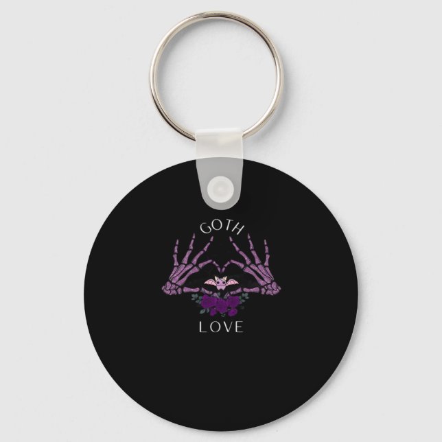 Embrace Goth Skeleton Heart Keychain (Front)