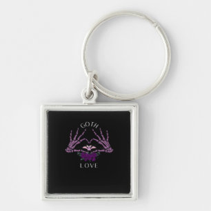 Embrace Goth Skeleton Heart Keychain