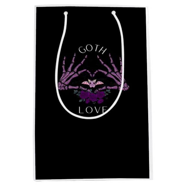 Embrace Goth Skeleton Heart Medium Gift Bag (Front)