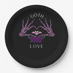 Embrace Goth Skeleton Heart Paper Plate