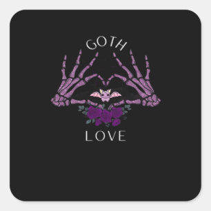 Embrace Goth Skeleton Heart Square Sticker