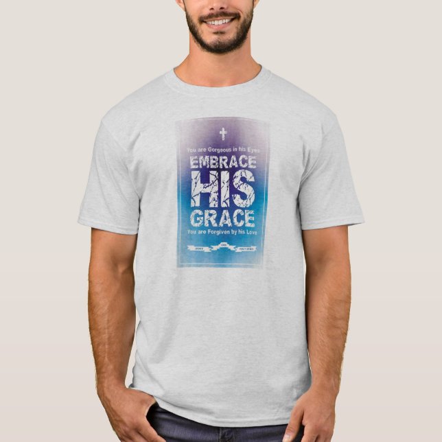 'Embrace HIS Grace' Men's T-Shirt - Grey (Front)