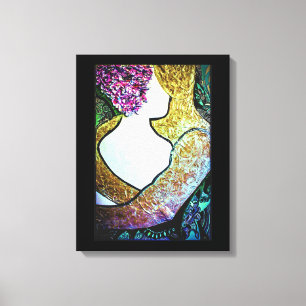 Embrace Interracial couple hugging artwork Canvas Print