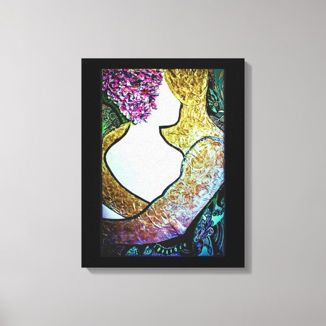 Embrace Interracial couple hugging artwork Canvas Print (Front)