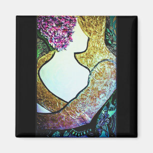 Embrace Interracial couple hugging artwork Magnet