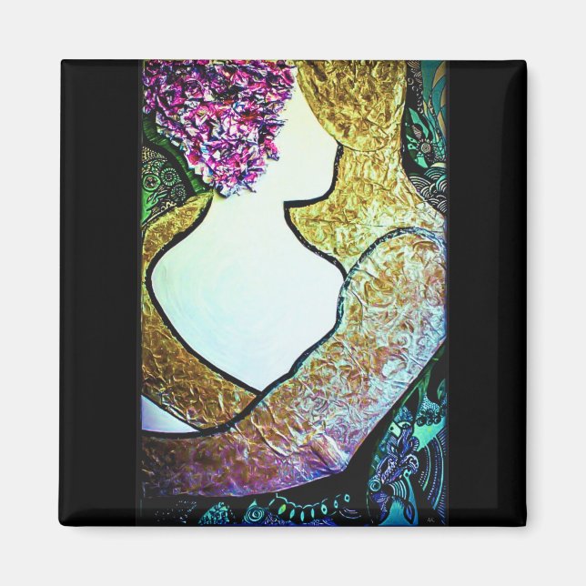 Embrace Interracial couple hugging artwork Magnet (Front)