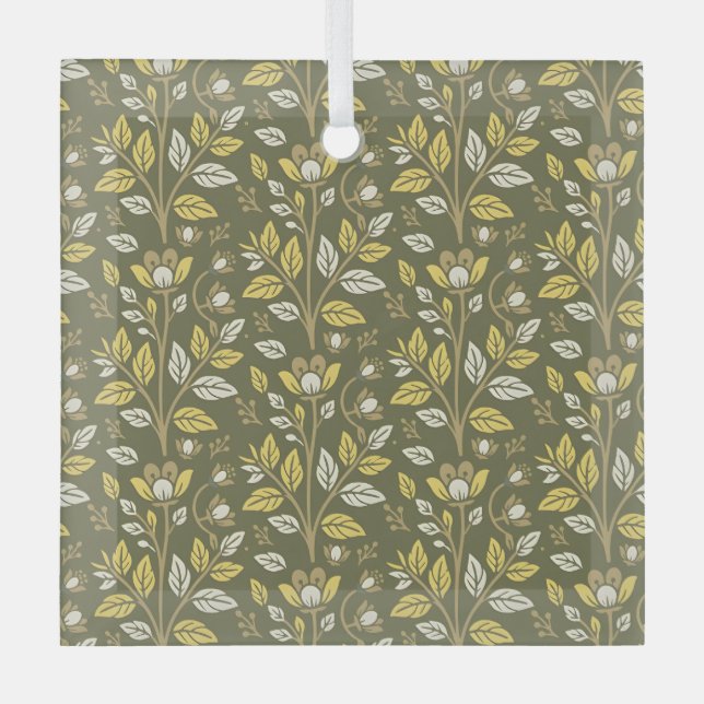 Embrace Nature with Elegant Floral Patterns Glass Ornament (Front)