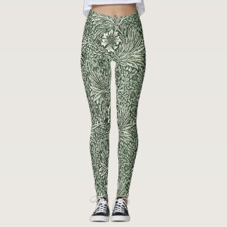 Embrace Nature's Elegance: Green Marigold Floral Leggings
