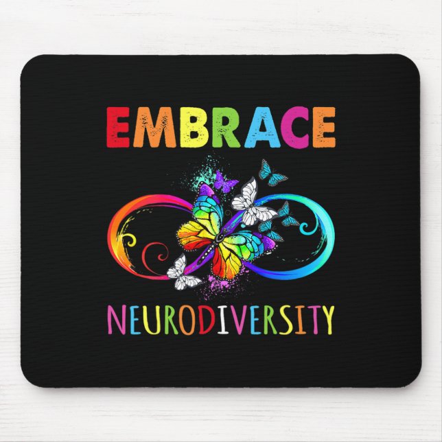 Embrace Neurodiverity Rainbow Infinity Butterfly A Mouse Pad (Front)