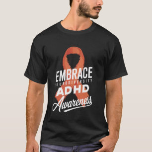 Embrace Neurodiversity ADHD Awareness Pink Ribbon T-Shirt