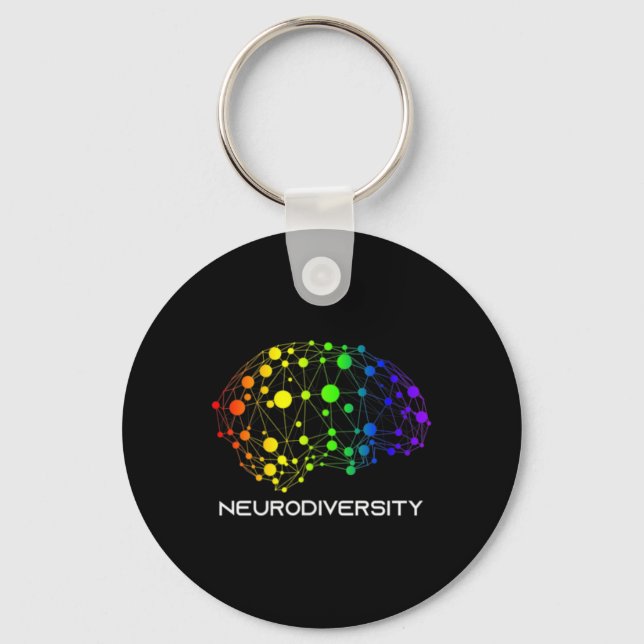 Embrace Neurodiversity Autism Adhd Asd Brain Srews Keychain (Front)