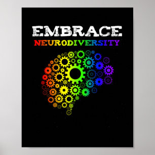 Embrace Neurodiversity Autism Adhd Rainbow Brain S Poster