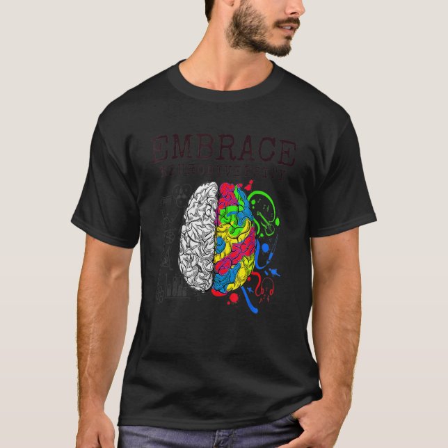 Embrace Neurodiversity Autism Asd Awareness Brain T-Shirt (Front)