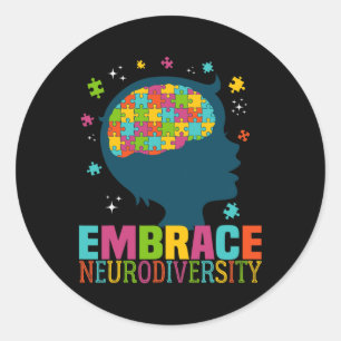Embrace Neurodiversity Autism Awareness Asd Neurod Classic Round Sticker