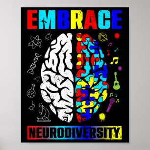 Embrace Neurodiversity Autism Awareness Men Women  Poster