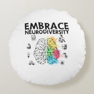 Embrace Neurodiversity Autism Awareness Round Pillow