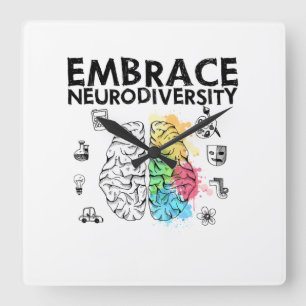 Embrace Neurodiversity Autism Awareness Square Wall Clock