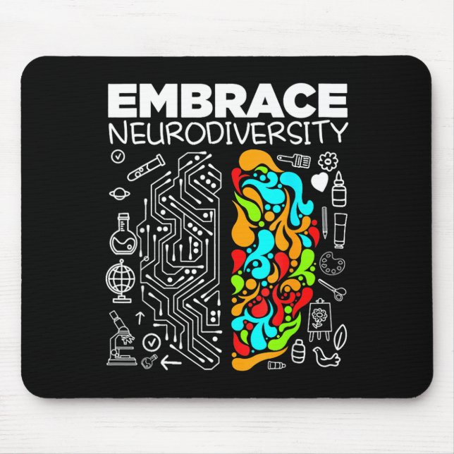 Embrace neurodiversity brain autism awareness adhd mouse pad (Front)