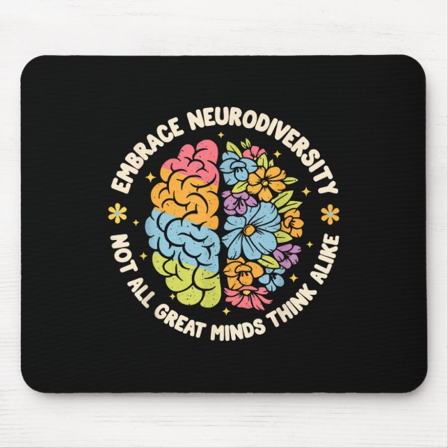Embrace Neurodiversity Brain Autism Awareness Adhd Mouse Pad (Front)