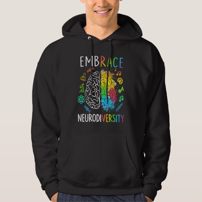 Embrace Neurodiversity Brain Autism Awareness Puzz Hoodie (Front)