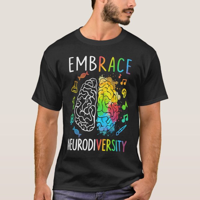 Embrace Neurodiversity Brain Autism Awareness Puzz T-Shirt (Front)