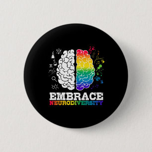Embrace Neurodiversity Brain Cool Autism Awareness 2 Inch Round Button