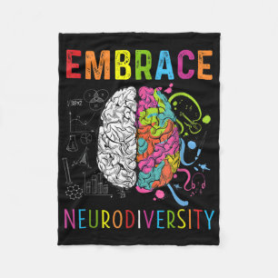 Embrace Neurodiversity Brain Embrace Adhd Autism  Fleece Blanket