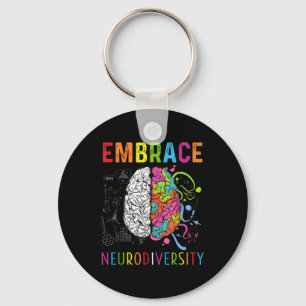 Embrace Neurodiversity Brain Embrace Adhd Autism Keychain