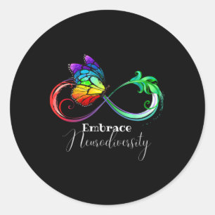 Embrace Neurodiversity Rainbow Infinity Butterfly  Classic Round Sticker