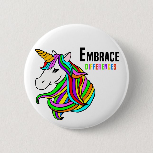 Embrace Neurodiversity Unicorn Gifts Button (Front)