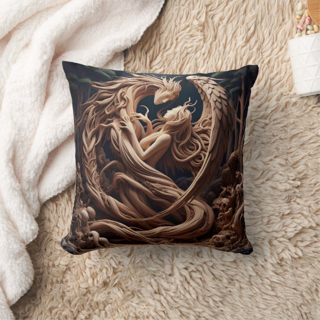 Embrace of Nature and Spirit in a Forest Setting Throw Pillow (Blanket)