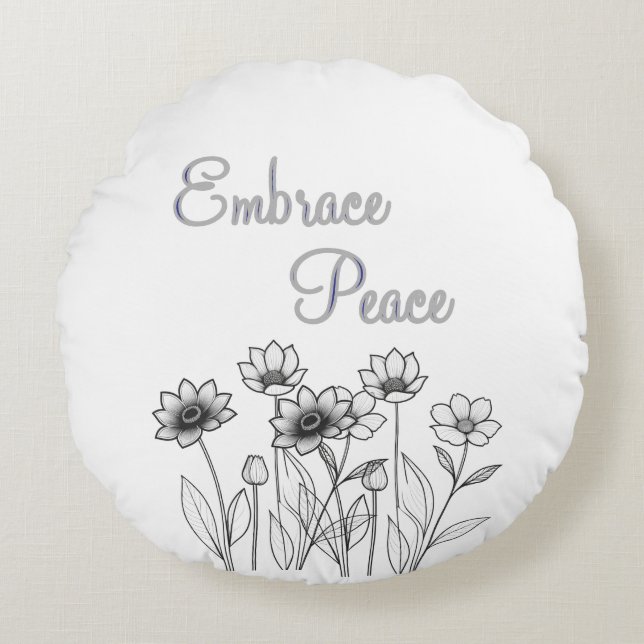Embrace Peace Round Pillow (Front)