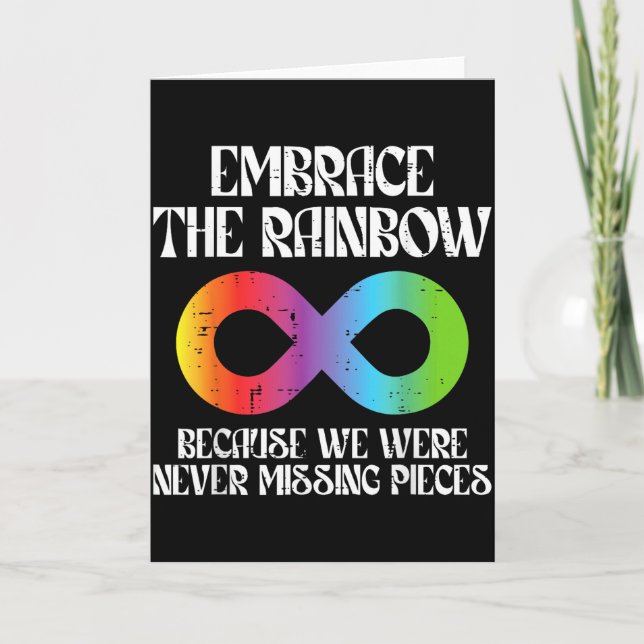 Embrace Rainbow Autism Infinity Awareness Men Wome Card (Front)