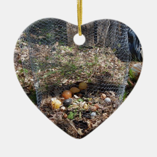 Embrace The Compost Pile Ceramic Ornament (Front)