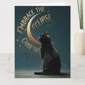 "Embrace the Eclipse" Celestial Cat Illustration Card
