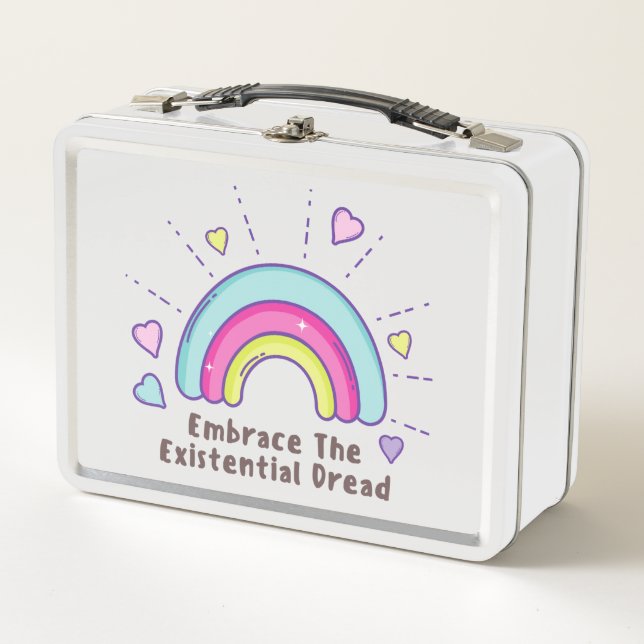 Embrace the Existential Dread Funny Metal Lunchbox (Front)