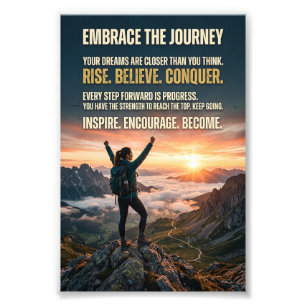 Embrace The Journey Motivational Mountain Sunrise Photo Print