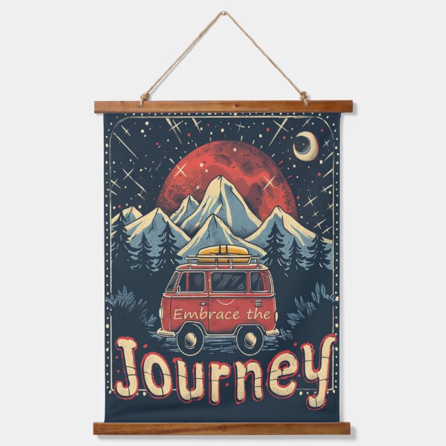 Embrace the Journey Rustic Vintage Hanging Tapestry (Front)