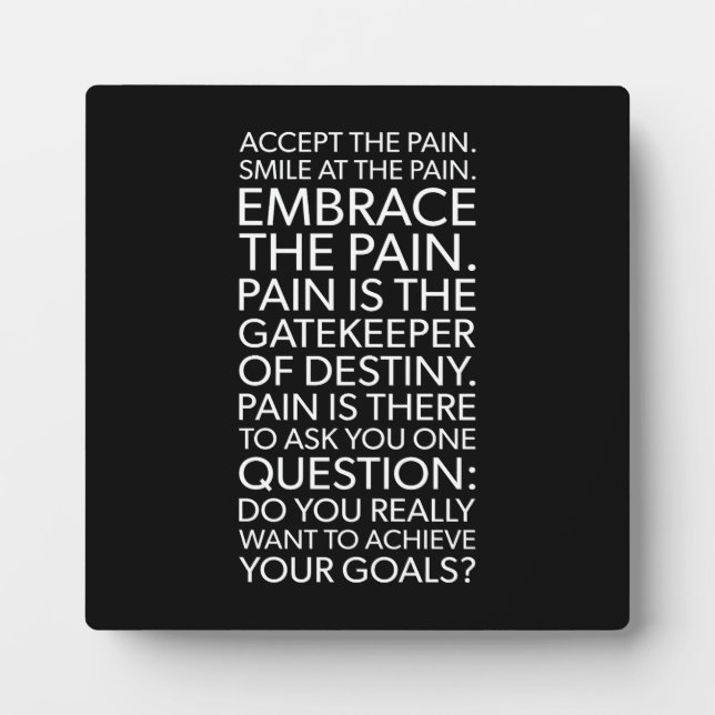 Embrace The Pain - Gym, Hustle, Success, Inspire Plaque (Front)