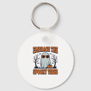 Embrace the Spooky Vibes Ghost Halloween Shirt_1 Keychain