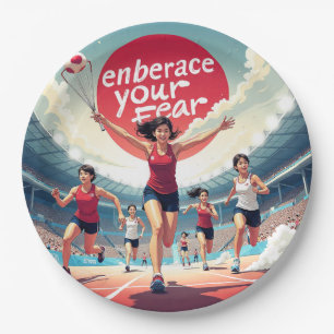 Embrace Your Fear – kawaii Motivational Runner  Paper Plate