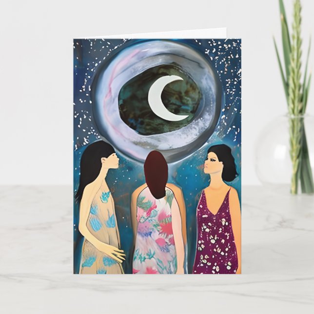 Embrace Your Phases | Moon and Women Blessing Card (Front)