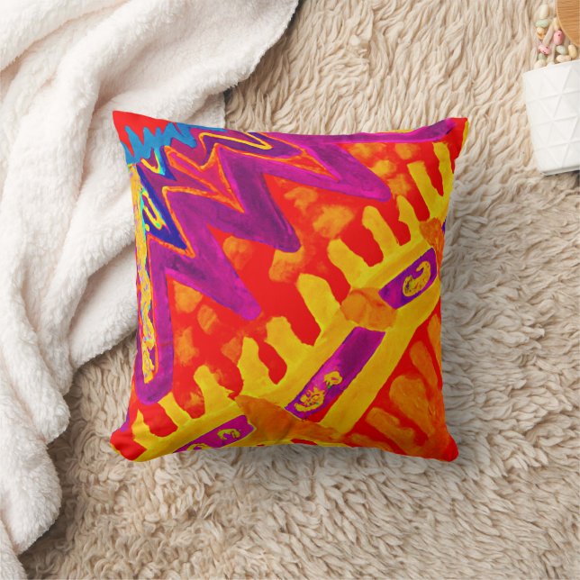 Embracing Colourful Pattern Design Throw Pillow (Blanket)
