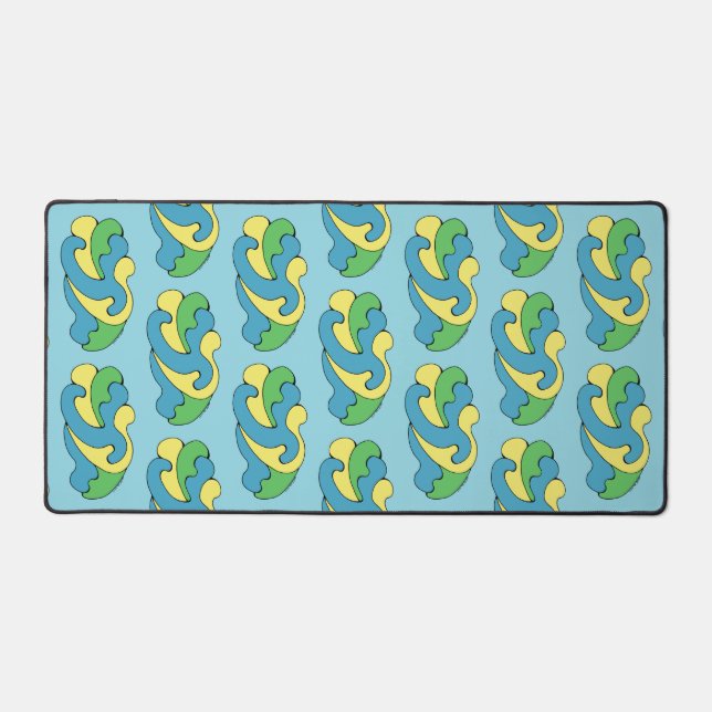 Embracing Curves (Yellow, Blue, Green) Desk Mat (Front)