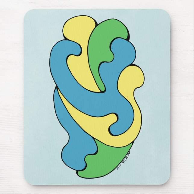 Embracing Curves (Yellow, Blue, Green) Mouse Pad (Front)