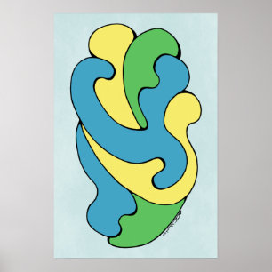 Embracing Curves (Yellow, Blue, Green) Poster