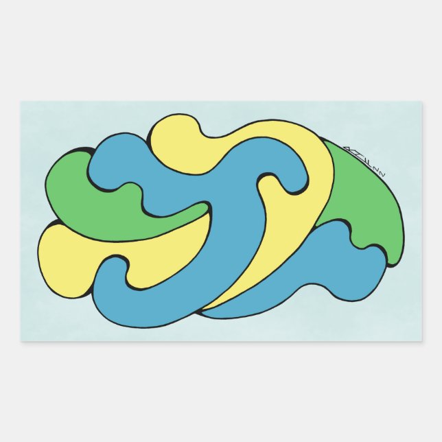 Embracing Curves (Yellow, Blue, Green) Sticker (Front)