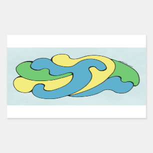 Embracing Curves (Yellow, Blue, Green) Sticker