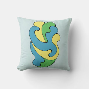 Embracing Curves (Yellow, Blue, Green) Throw Pillow