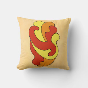 Embracing Curves (Yellow, Red, Orange) Throw Pillo Pillow